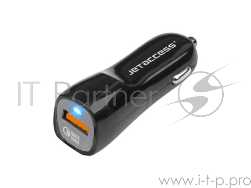 Универсальное зарядное устройство Jet.A UC-Z19 от авто 12В-24В (QC3.0, 1USB, 3.0А), чёрное