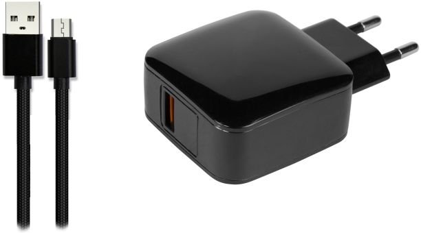 Универсальное зарядное устройство Jet.A UC-S22 с поддержкой быстрой зарядки USB-порт, до 3.0А, кабел