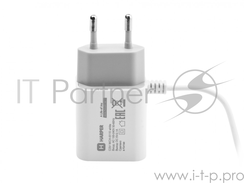 Сетевое зарядное устройство HARPER WCH-5115 WHITE 1xUSB 2.1A + кабель Lightning