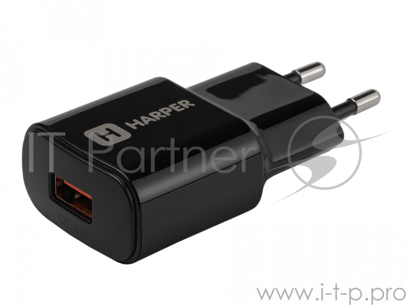 Сетевое зарядное устройство HARPER WCH-8833 BLACK 1xUSB c поддержкой QC3.0