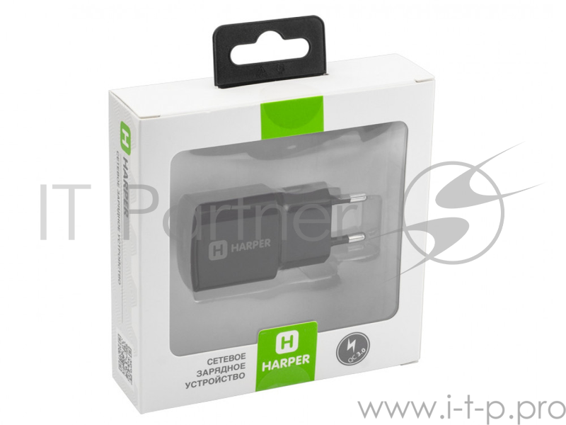 Сетевое зарядное устройство HARPER WCH-8833 BLACK 1xUSB c поддержкой QC3.0