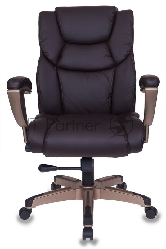 Кресло руководителя Бюрократ T-9999/BROWN коричневый рец.кожа/кожзам колеса черный (пластик золото)