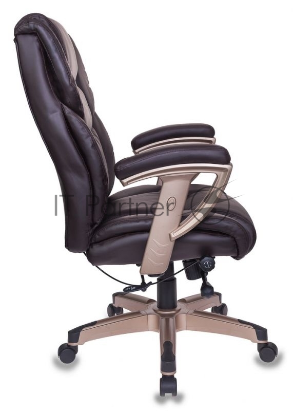 Кресло руководителя Бюрократ T-9999/BROWN коричневый рец.кожа/кожзам колеса черный (пластик золото)