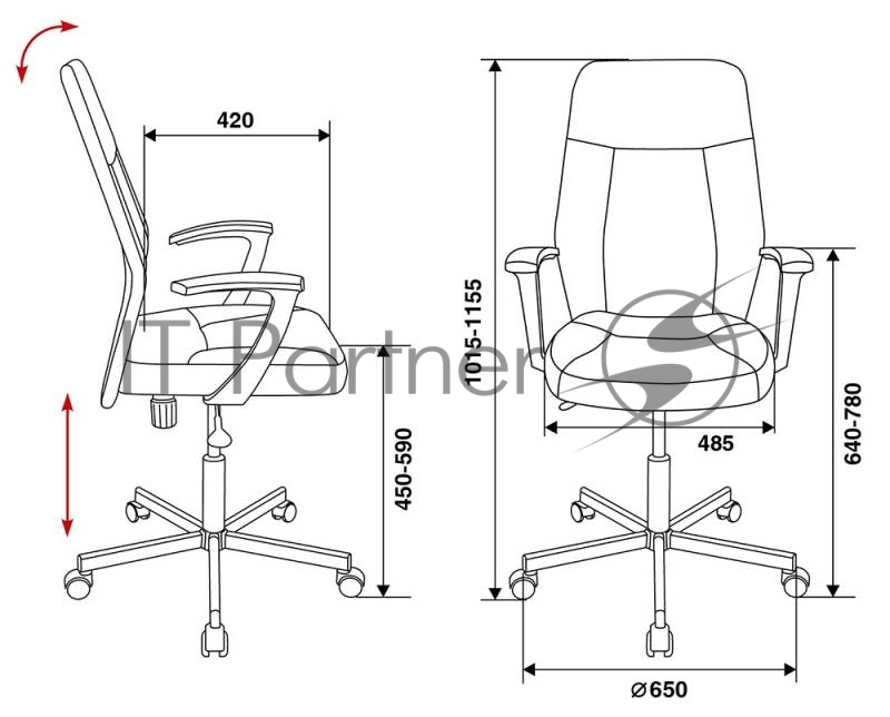 Кресло Бюрократ CH-605/BLACK черный искусственная кожа крестовина металл