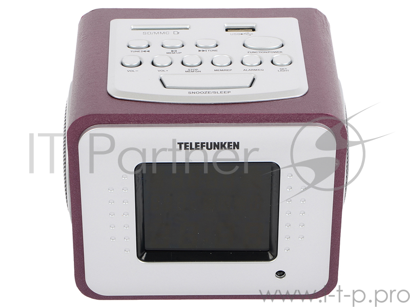 Радиоприемник настольный Telefunken TF-1575 бордовый USB SD/MMC