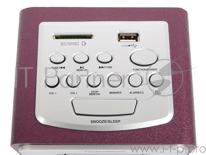 Радиоприемник настольный Telefunken TF-1575 бордовый USB SD/MMC