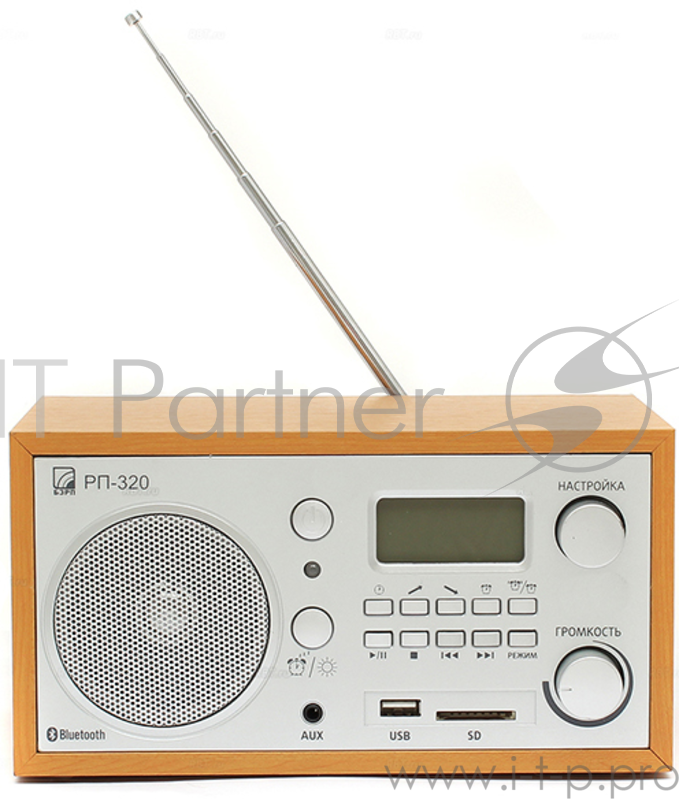 Радиоприемник портативный Сигнал БЗРП РП-320 дерево темное/серебристый USB SD
