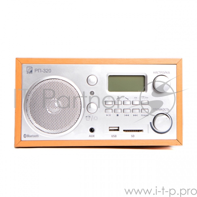 Радиоприемник портативный Сигнал БЗРП РП-320 дерево темное/серебристый USB SD