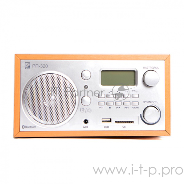 Радиоприемник портативный Сигнал БЗРП РП-320 дерево темное/серебристый USB SD