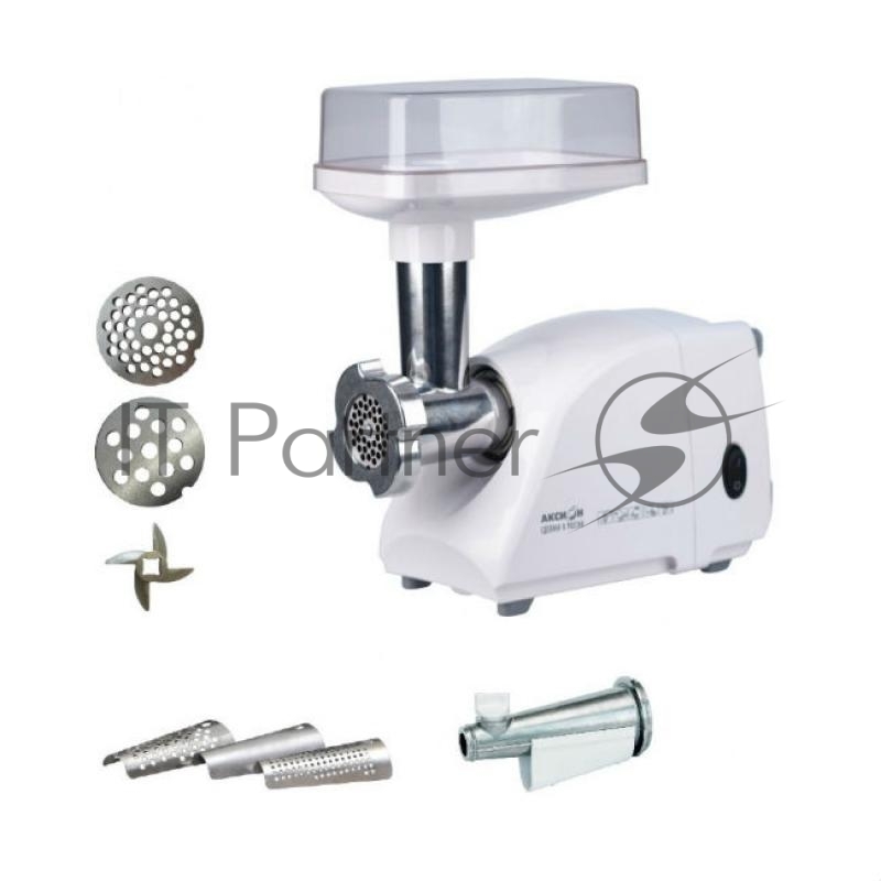 Мясорубка АКСИОН М14.04 БелыйМакс. мощность 600 Вт. Защита двигателя от перегрузки. Максимальная производительность – 40 кг/час. Приставка-соковыжималка АМ11.04. Лоток. 2 решетки (с мелкими и крупными отверстиями). Чашка для фарша. Отсек для хране