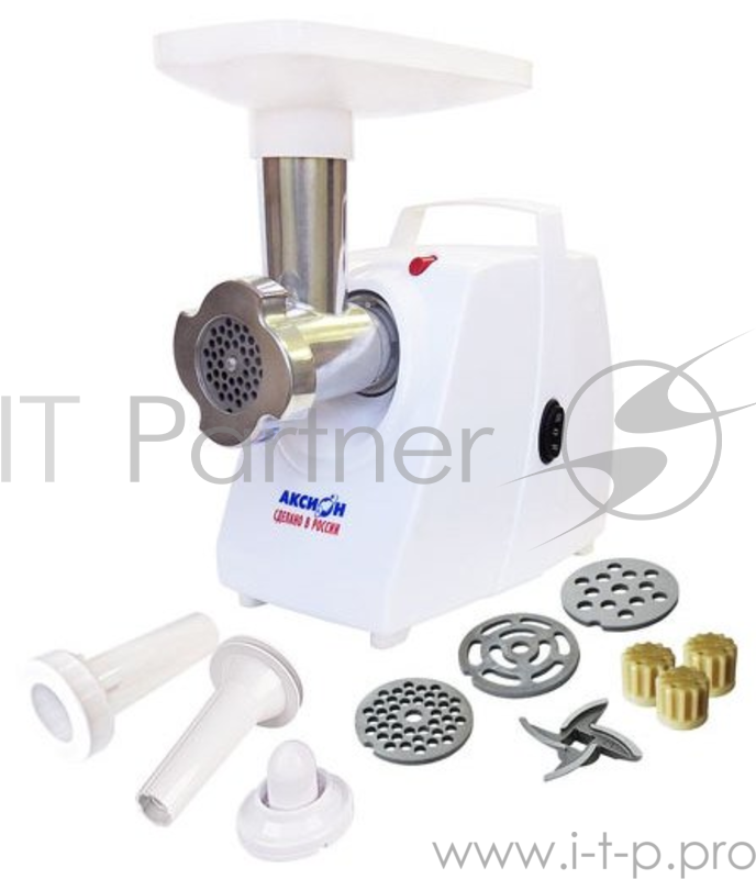 Мясорубка Аксион М 33.01, 1500 Вт, произ. 100 кг/час, решетки: 5 мм, 7 мм, овал. отвер., нож, откл. от прегрева, шнур 1,5м, ручка для переноски