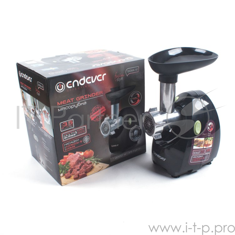 Мясорубка ENDEVER SIGMA 40 черный Номинальная мощность: 800 Вт, Максимальная мощность при блокировке мотора: 2000 Вт, Производительность: до 3.5 кг/мин, Габаритные размеры: 22*22*34 cм Вес нетто: 2.5 кг, Цвет: черный