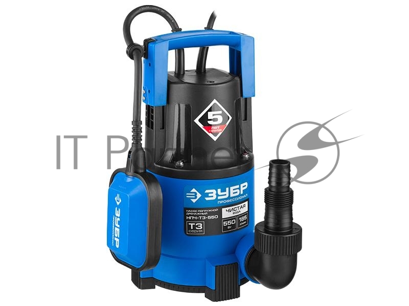 Насос ЗУБР НПЧ-Т3-550 профессионал т3 погружной дренажный для чистой воды dчастиц до 5мм 550Вт 185