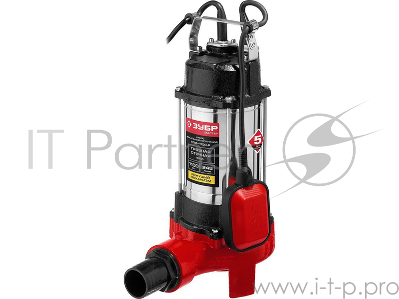 Насос ЗУБР НПФ-1100-Р фекальный погружной 1100Вт пропускная способность 245 л/мин напор 8м чугунн