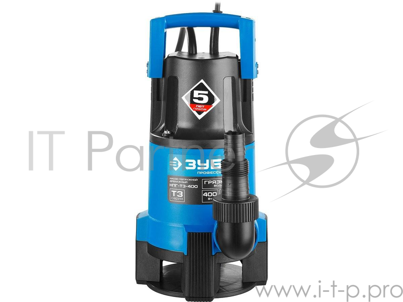 Насос ЗУБР НПГ-Т3-400 профессионал т3 погружной дренажный для грязной воды d частиц до 35мм 400Вт