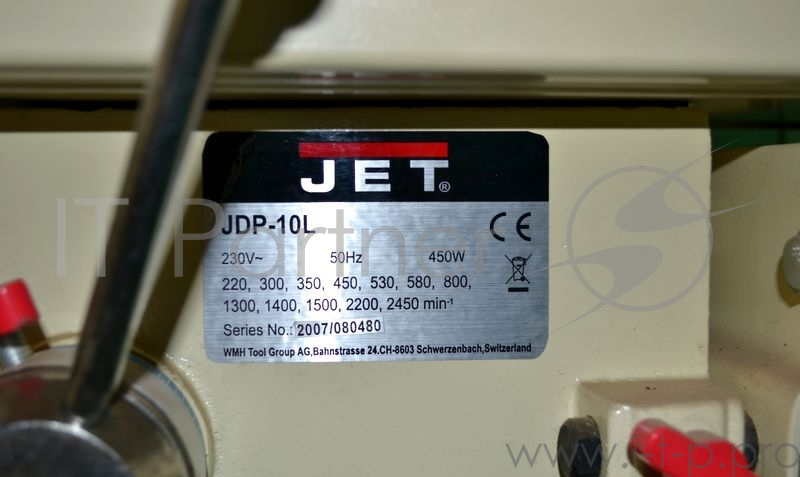 Станок сверлильный JET JDP-10L 450Вт 220-2450об/мин 16мм ход 60мм + тиски
