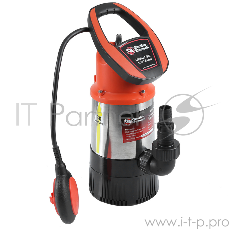 Насос дренажный QUATTRO ELEMENTI DRENAGGIO 1000 H Inox 771-756 900Вт 5500л/ч выс.30м част.2мм