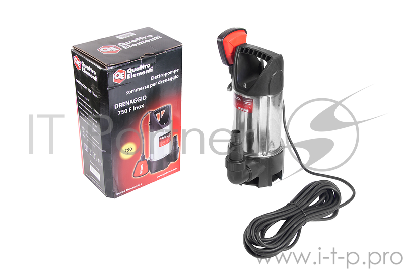 Насос дренажный QUATTRO ELEMENTI DRENAGGIO 750 F Inox 770-728 750Вт 12000л/ч выс.7.5м част.35мм