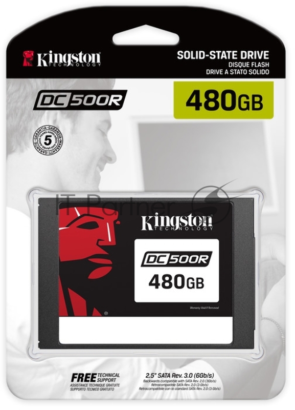 Твердотельный накопитель Kingston 480GB SSDNow DC500R (Read-Centric) SATA 3 2.5 (7mm height) 3D TLC