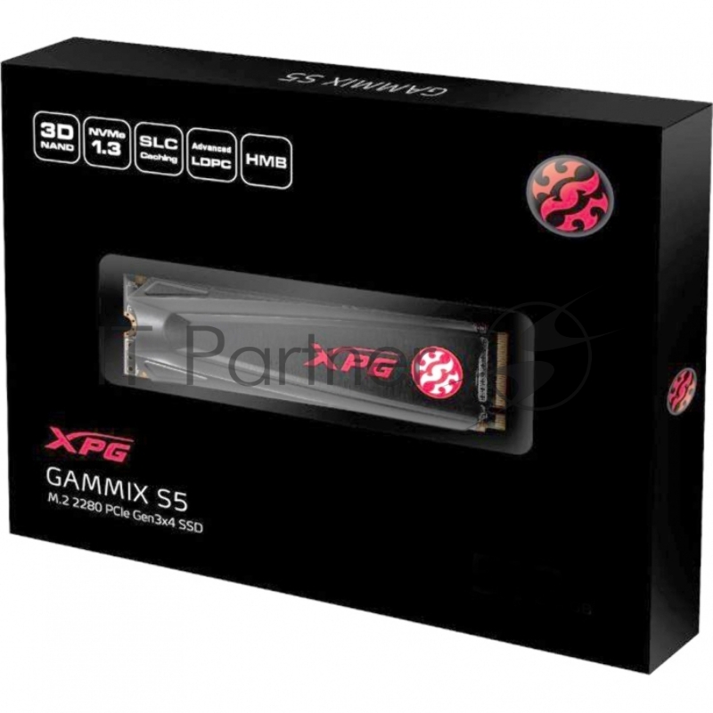 Накопитель SSD M.2 ADATA 1.0Tb XPG S5 <AGAMMIXS5-1TT-C> (PCI-E 3.0 x4, up to 2100/1400Mbs, 250000 IOPs, 3D TLC, NVMe 1.3, 22x80mm, радиатор)