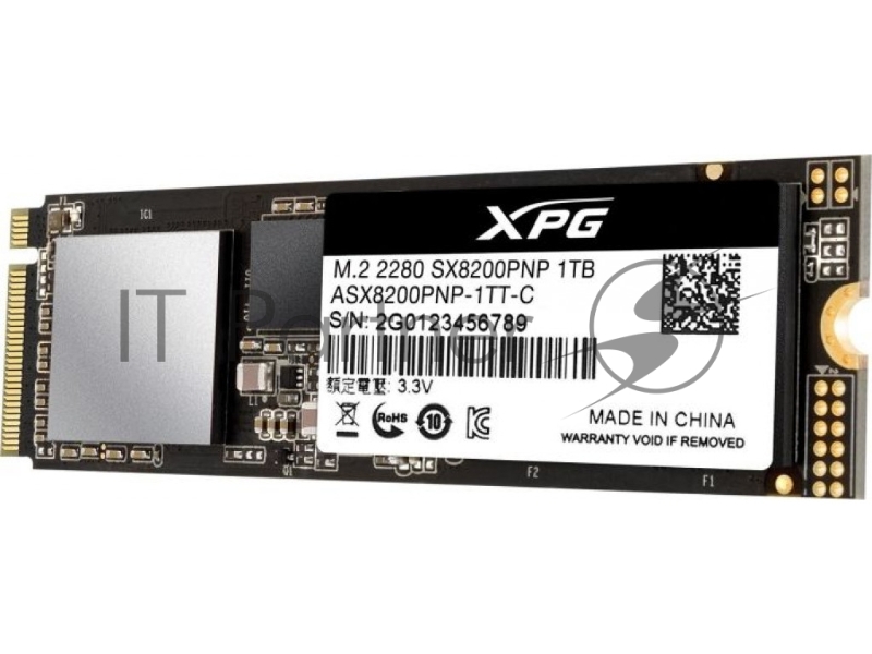 Накопитель SSD M.2 ADATA 1.0Tb SX8200 Pro <ASX8200PNP-1TT-C> (PCI-E 3.0 x4, up to 3500/3000Mbs, 3D TLC, NVMe, 22x80mm)