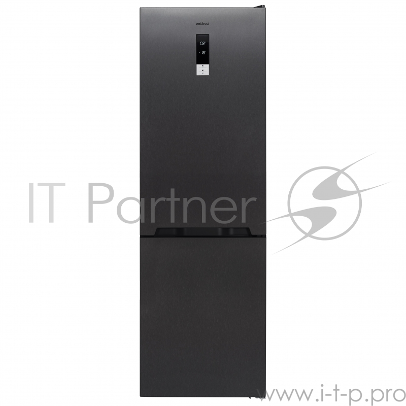 Холодильники с No Frost Vestfrost 186x60x65, объем камер 230+94, No Frost, морозильная камера снизу, Вороненый стальной