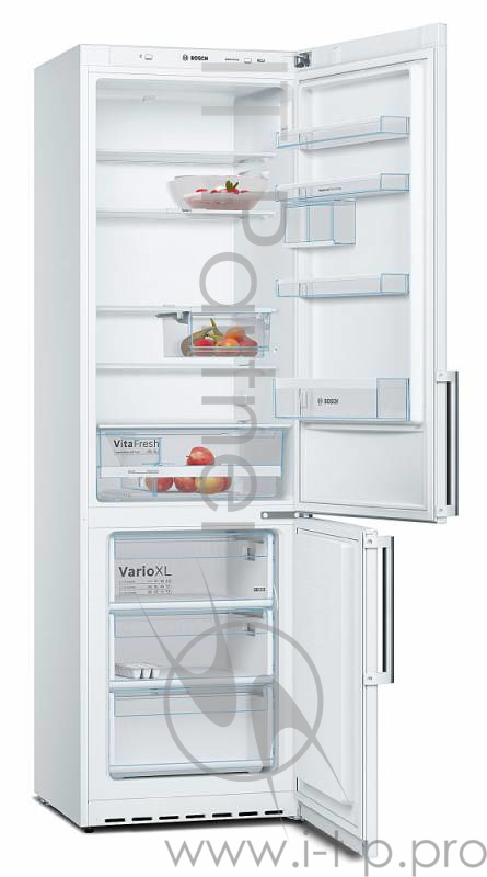 Холодильники с нижней морозильной камерой BOSCH 201х60х60, объем камер 257+94 л, Low Frost, морозильная камера снизу, внешний дисплей, белый