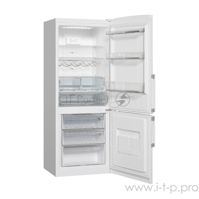 Холодильники с No Frost Vestfrost 187.5x70x63, объем камер 260+97, No Frost, регулировка влажности, зона свежести, дисплей, морозильная камера снизу, белый