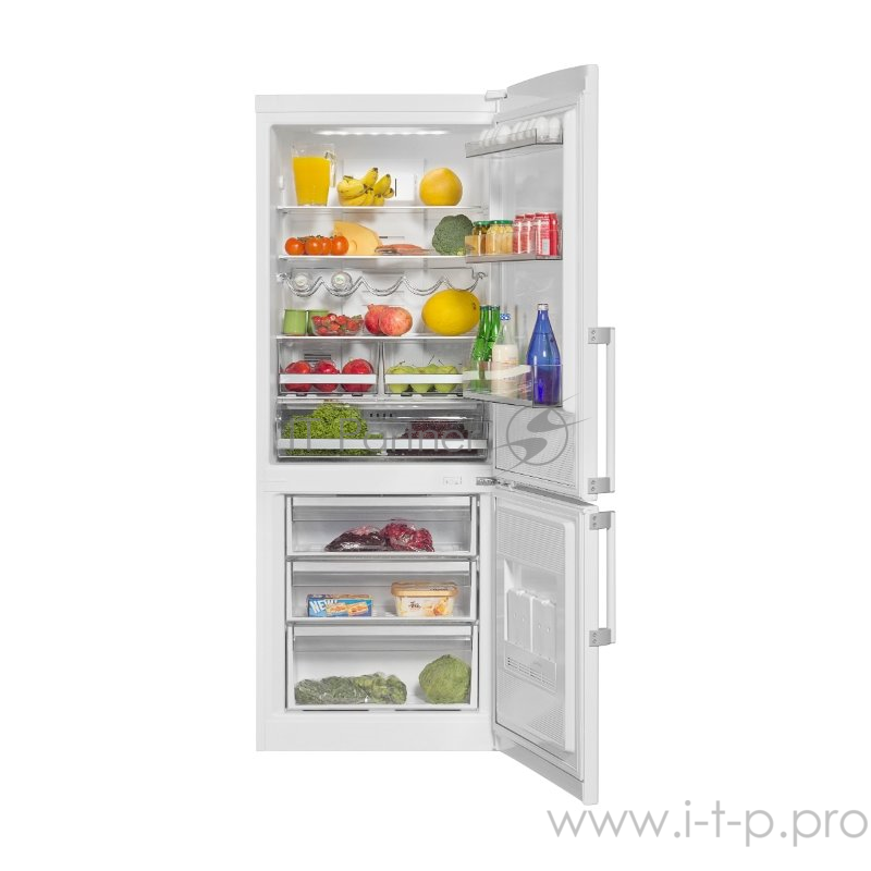 Холодильники с No Frost Vestfrost 187.5x70x63, объем камер 260+97, No Frost, регулировка влажности, зона свежести, дисплей, морозильная камера снизу, белый