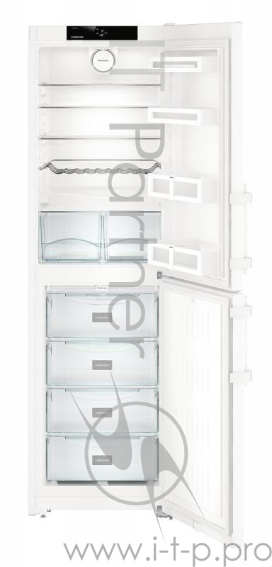 Холодильник Liebherr 201.1x60х63, объем камер 221+120, No Frost, дисплей, морозильная камера нижняя, белый