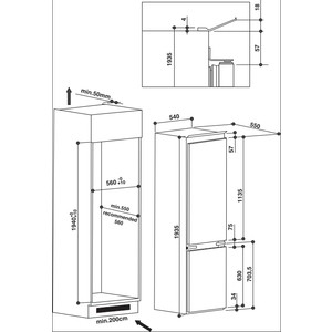 Встраиваемый холодильник Whirlpool Встраиваемый холодильник Whirlpool/ !! 193.5 см, 238/82 л, Stop Frost, A++