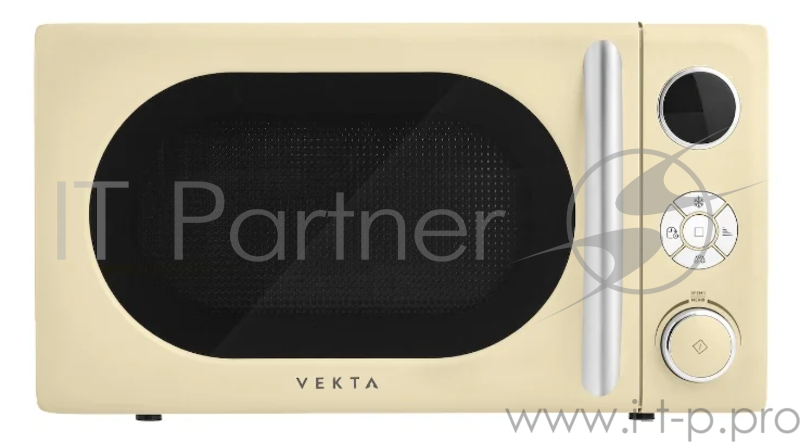 Микроволновая печь VEKTA TS720BRC 20 л., тактовое управление, мощность 700Вт, цвет кремовый, внутреннее покрытие - эмаль, открытие дверцы - ручка, таймер 95 мин, разморозка по весу, дисплей, часы, функция защиты от детей, функция многоэтапного пригот