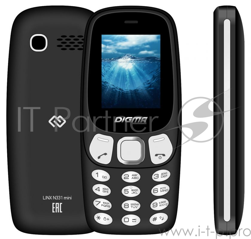 Мобильный телефон Digma Linx N331 mini 2G черный моноблок 2Sim 1.77