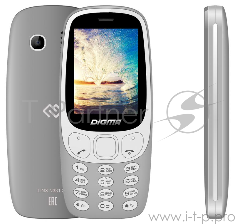 Мобильный телефон Digma Linx N331 2G серый моноблок 2Sim 2.44