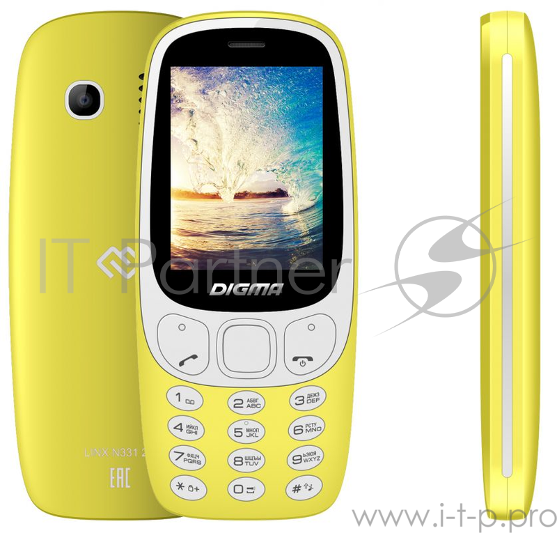 Мобильный телефон Digma Linx N331 2G желтый моноблок 2Sim 2.44