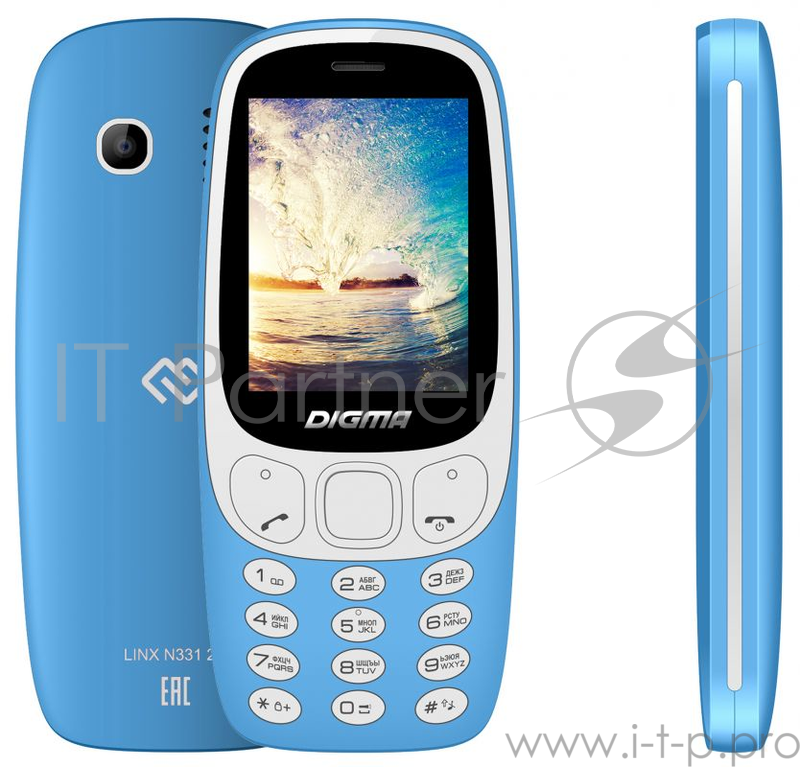Мобильный телефон Digma Linx N331 2G голубой моноблок 2Sim 2.44