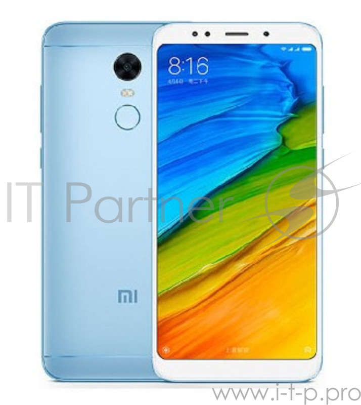 Смартфон Xiaomi Redmi 5 Plus Blue, 5.9'' 2160x1080, 2.0GHz, 8 Core, 4GB RAM, 64GB, up to 128GB flash, 12Mpix/5Mpix, 2 Sim, 2G, 3G, LTE, BT, Wi-Fi, GPS, Glonass, Micro-USB, 4000mAh, 180g, 158.5x74.45x8.05