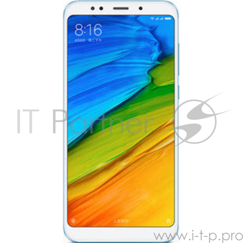 Смартфон Xiaomi Redmi 5 Plus Blue, 5.9'' 2160x1080, 2.0GHz, 8 Core, 4GB RAM, 64GB, up to 128GB flash, 12Mpix/5Mpix, 2 Sim, 2G, 3G, LTE, BT, Wi-Fi, GPS, Glonass, Micro-USB, 4000mAh, 180g, 158.5x74.45x8.05