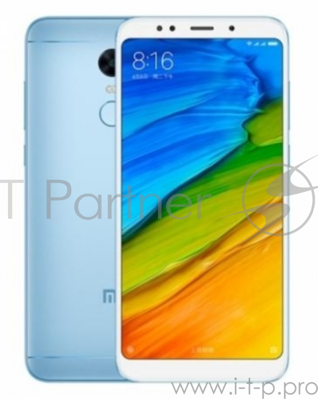 Смартфон Xiaomi Redmi 5 Plus Blue, 5.9'' 2160x1080, 2.0GHz, 8 Core, 4GB RAM, 64GB, up to 128GB flash, 12Mpix/5Mpix, 2 Sim, 2G, 3G, LTE, BT, Wi-Fi, GPS, Glonass, Micro-USB, 4000mAh, 180g, 158.5x74.45x8.05
