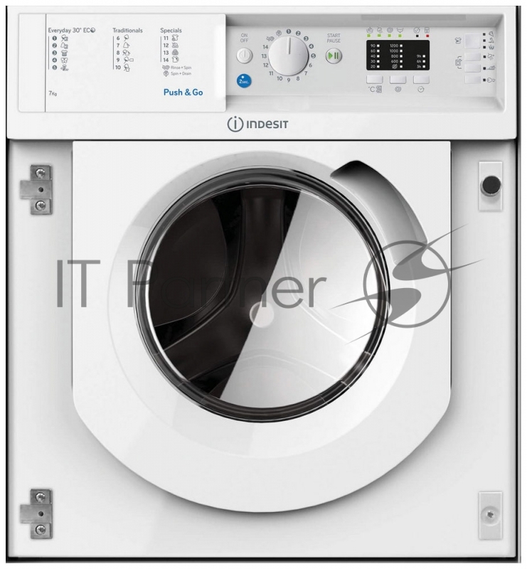 Встраиваемые стиральные машины Indesit Встраиваемые стиральные машины Indesit/ 60х54х82, Загрузка 7 кг, 1200 об/мин, 16 программ, быстрая стирка, таймер