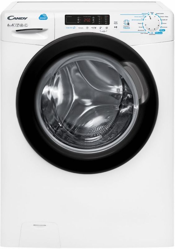 Стиральная машина CANDY CSS4 1162DB1/2-07 Candy Smart, 85?60?40 см, 6 кг, 1100 об/мин, А+АС, Smart Touch управление (NFC), ПАР, Автоопределение загрузки (KG детектор), 16 программ, белый хлопок, хлопок + предварительная, хлопок, Есо Mix 20, быстрая