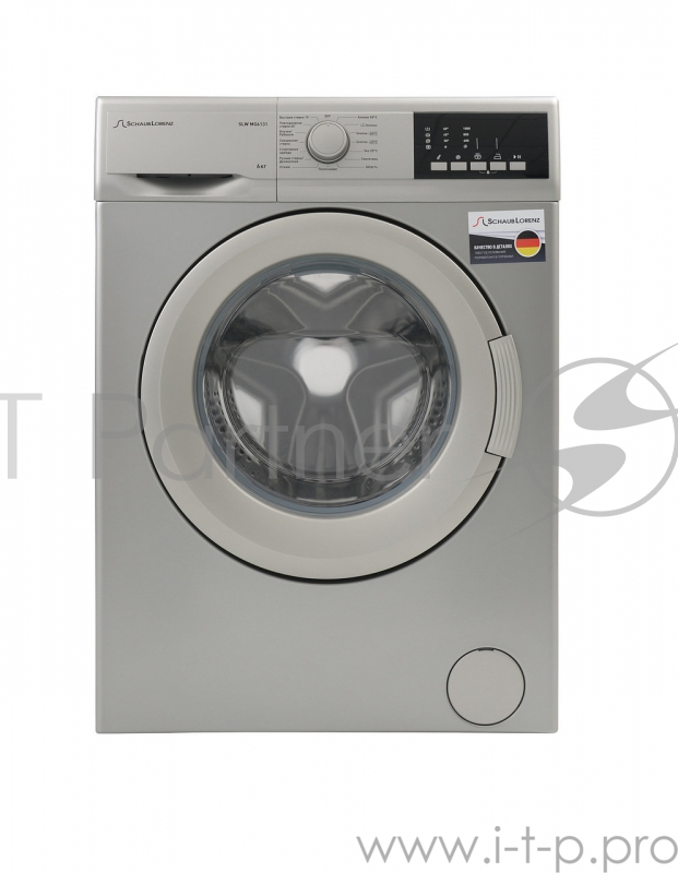 Узкие стиральные машины Schaub Lorenz 84.5x59.7x41.6 см, загрузка фронтальная, 6кг, до 1000 об/мин при отжиме, A++, дисплей, серебристая