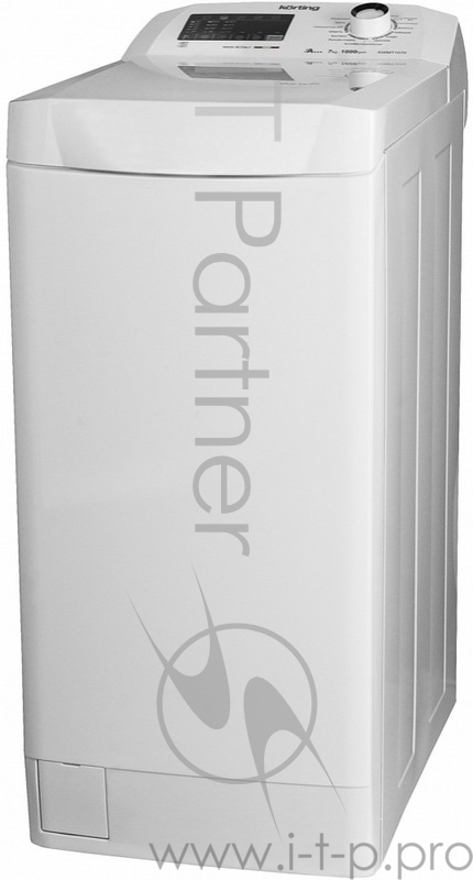 Стиральные машины с вертикальной загрузкой Korting 90х40х60, вертикальная загрузка, 7 кг, 1000 об/мин, сенсорное управление, LED индикация настроек и этапов выполнения программ, цифровой дисплей с индикацией продолжительности программы, 15 программ с