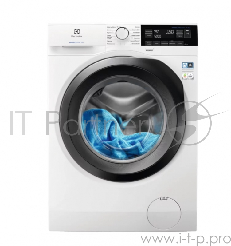 Стиральная машина ELECTROLUX EW7F3R48S / 85x60x57.2, фронтальная загрузка, 8 кг, отжим 1400 об/мин, классы A-50%/A/B, глубина 60 см, большой цифровой ЖК дисплей, инверторный двигатель, разглаживание и освежение белья при помощи пара, ароматизация бел
