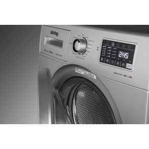 Стиральная машина Korting KWM 55F1285 S, 8 кг, 1200 об/мин, сенсорное управление, LED индикация настроек и этапов выполнения программы, цифровой дисплей с индикацией продолжительности программы, отложенный старт, А+++, серебристая