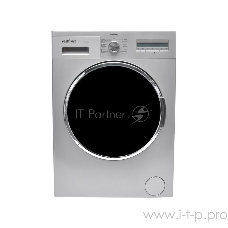 Стиральная машина Vestfrost 84.5х59.7x58.2, 8кг стирка, 6кг сушка, LCD Дисплей, 1400 об/мин, серебристая