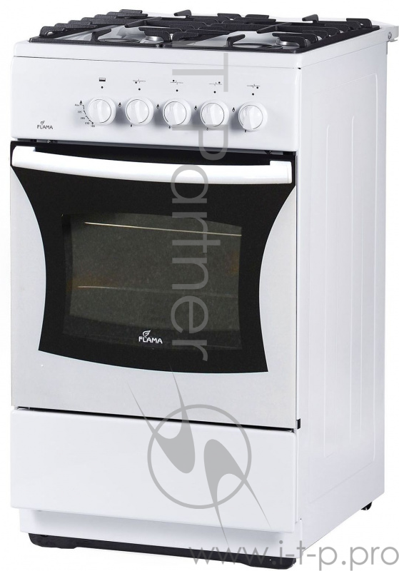 Плита Газовая Flama FG 24028 W белый (без крышки) реш.чугун