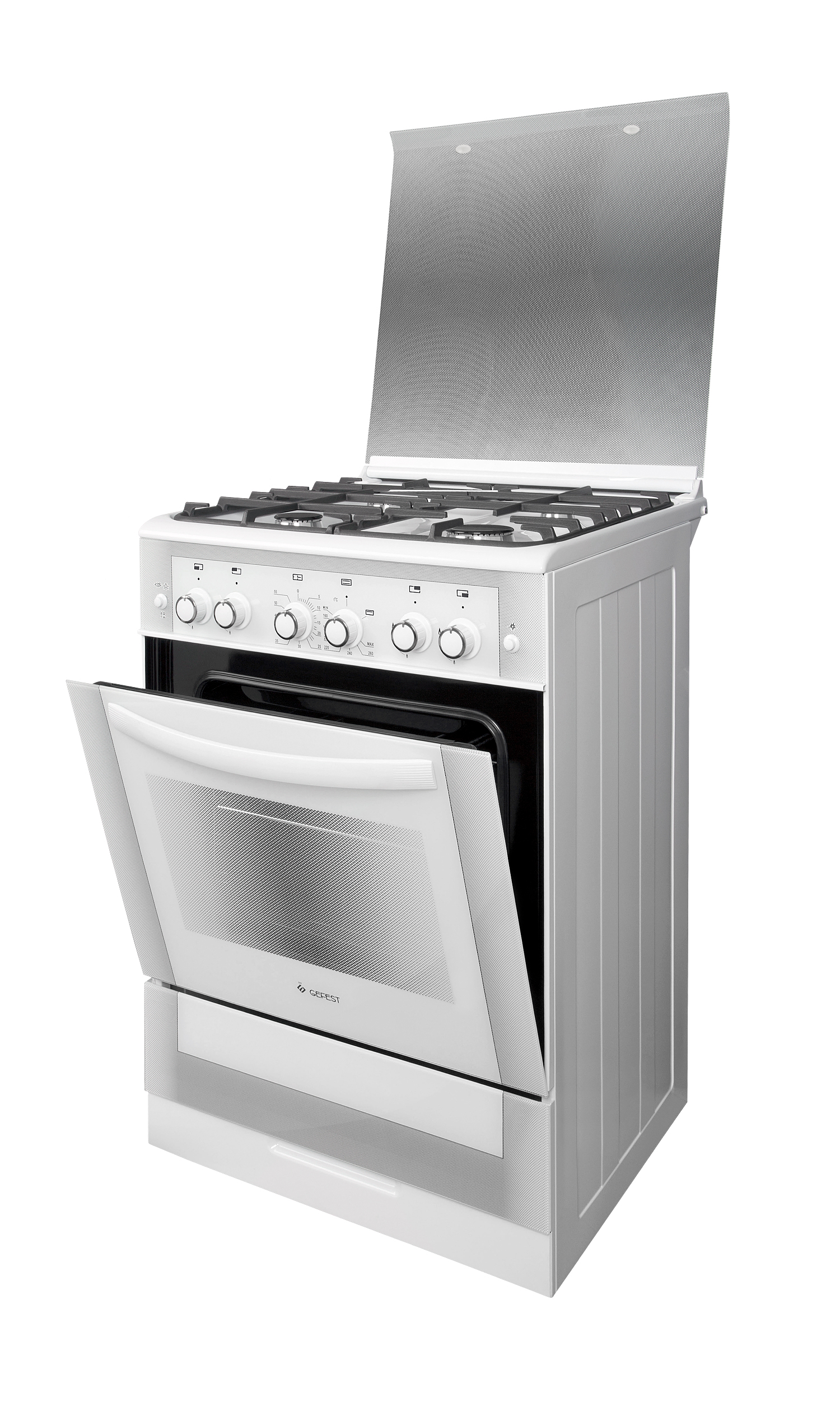 Плита Газовая Gefest ПГ 6300-02 0040 белый (стеклянная крышка) реш.чугун