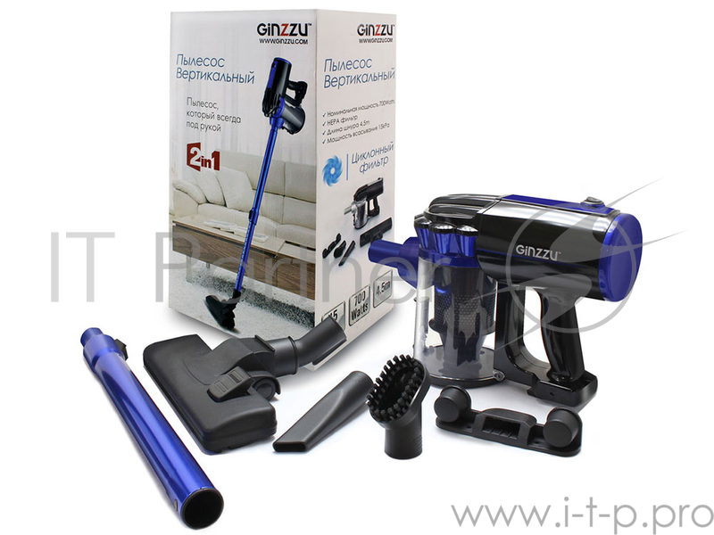 Пылесос GiNZZU VS117 черно/синий верт