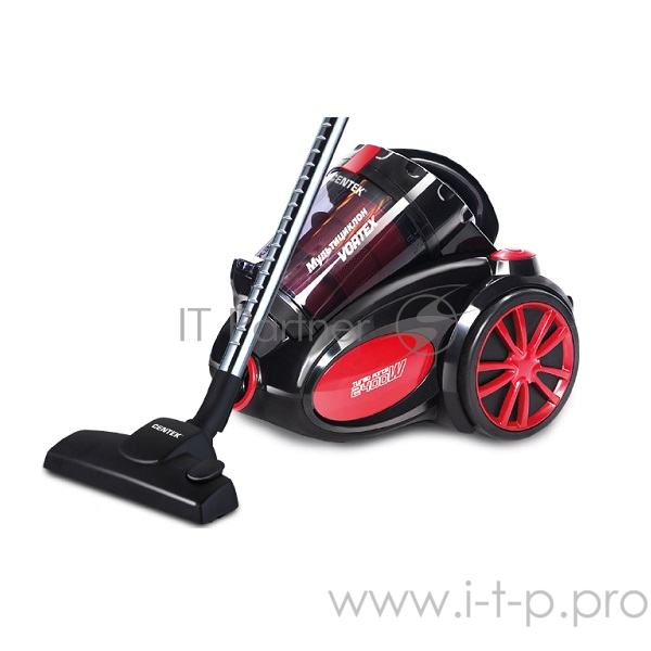 Пылесос Centek CT-2521 циклон (черный/красный), 2400/450Вт, низкий уровень шума, телескоп (1)